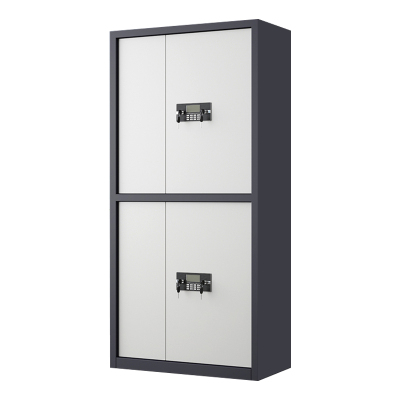 铭威盾指纹电子保密柜钢制密码文件柜档案柜矮柜保密资料柜办公柜通双节灰白色:电子密码锁