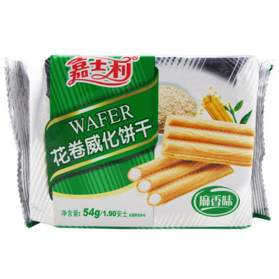 嘉士利花卷威化饼干麻香味54g办公零嘴休闲零食饼干糕点