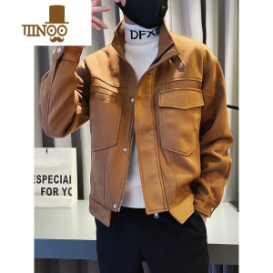 YANXU绒男士高端外套潮牌韩版痞帅新款感冬季立领工装夹克