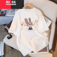 YIBUSHENG白色短袖t恤女2024季新款欧货大码上衣宽松显瘦体恤ins