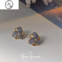 JiMi精致925银针镀14K几何滴油镂空耳钉女 日韩ins潮时尚网红耳饰耳环