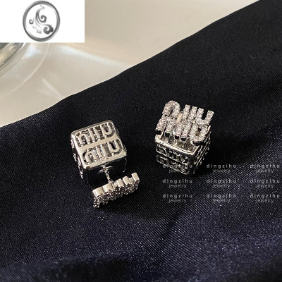 JiMim满钻字母耳钉女夏银银轻奢耳饰高级感小众设计耳环2023年新款潮