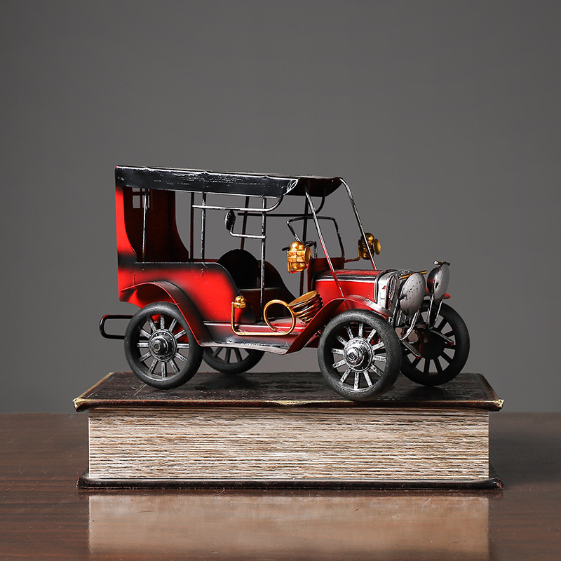 添福运 复古怀旧老爷车铁艺模型美式创意家居客厅酒柜摆件汽车小装饰