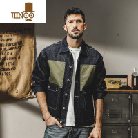 YANXU美式牛仔外套男款潮牌宽松大码潮流帅气工装夹克男秋季