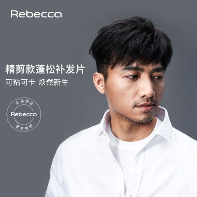 瑞贝卡假发短发逼真自然全手织瑞士网增发假发男士无痕头顶补发块