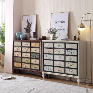 美式实木玄关柜鞋柜复古收纳欧式柜子储物柜客厅鞋柜彩绘厅柜