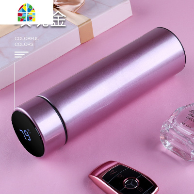 智能保温杯女男士304不锈钢测温度礼品杯子茶杯刻字定制logo FENGHOU 智能钢本色(可测温)500ml