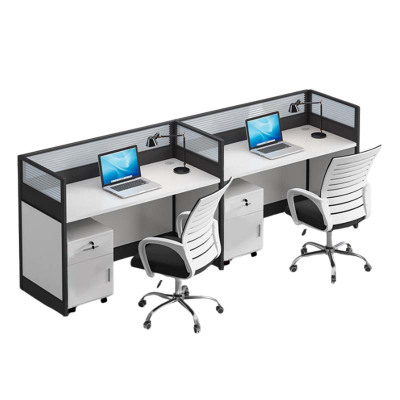 汉诺鑫威办公桌四人位职员桌简约现代财务桌椅组合屏风卡座员工位并排双人位(含柜椅)