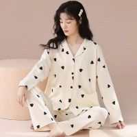 南极人春秋季女士睡衣长袖纯棉简约可外穿休闲加大家居服套装