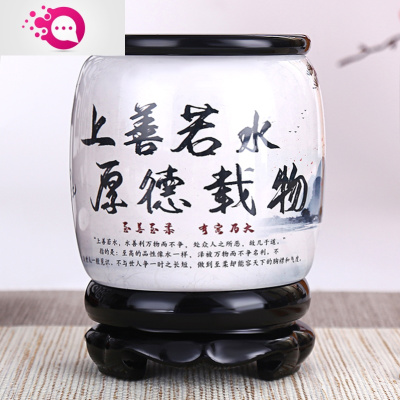 绿彩虹光办公室旋转个性简约现代收纳盒桌面创意摆件高档商务礼品定制上善若水笔筒