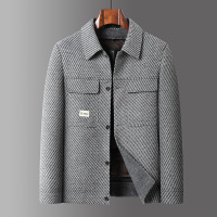 脱卸羽绒内胆翻领双面呢羊毛茄克青年男士秋冬款双面呢羊毛厚外套