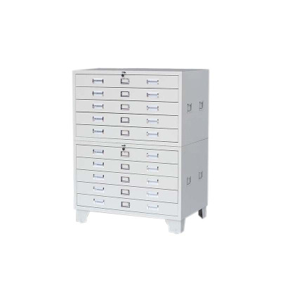 豪利特底图柜工程资料图纸柜0号1号抽屉柜地图柜文件柜菲林柜图纸收纳柜1号双节1000*700*1200灰白色