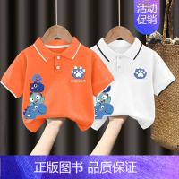 翻领T恤#橘色+白色Z102 110CM [正版]男童polo衫短袖t恤纯棉夏季2024新款中小童翻领上衣卡通儿童夏装t