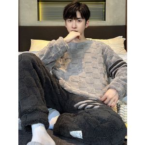 珊瑚绒睡衣男士冬季加绒加厚秋冬款2025新款法兰绒保暖家居服套装