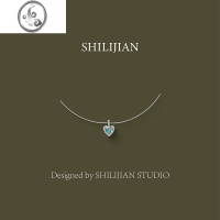 JiMi十里间[蓝色熔岩]简约INS风肌理感爱心项链百搭少女清新锁骨链