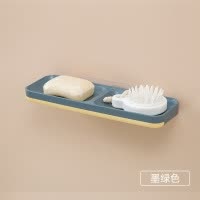 免打孔双层沥水香皂盒壁挂式卫生间双格肥皂架家用浴室粘贴置物架 三维工匠 灰白色