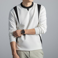 拼接圆领卫衣男秋季新款棉质青年休闲长袖T恤男士打底衫