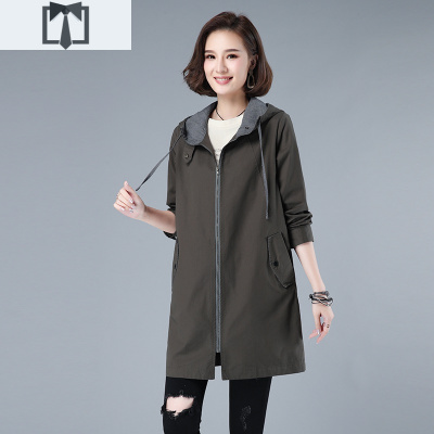 SUNTEK棉连帽30至40岁风衣女小个子薄款外套中年洋气流行气质高端妈妈风衣