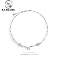 JiMi卡门 2021新款蝴蝶珍珠拼接项链女ins小众设计网红个性锁骨链男