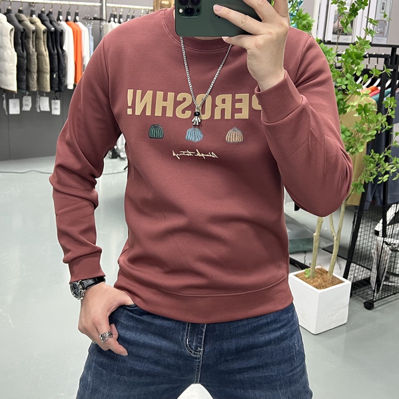 欧货秋冬新款男士圆领字母南瓜卫衣潮牌时尚长袖体恤打底衫上衣潮