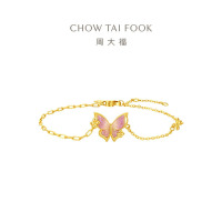 周大福鎏光梦蝴蝶黄金手链女生日礼物足金首饰送女友EOR1204