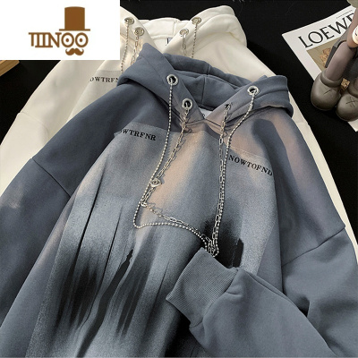 YANXU卫衣男潮牌美式hiphop小众慵懒风个性痞帅炸街项链学生连帽上衣服