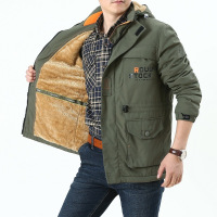 JPDUN吉普盾秋冬季男装大码休闲加绒加厚夹克衫男中长款户外夹克外套