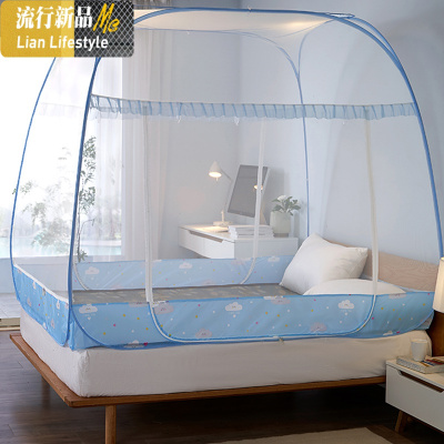 免安装蒙古包蚊帐1.8m床家用新款1.5m防摔儿童2米纹账1.2米 三维工匠