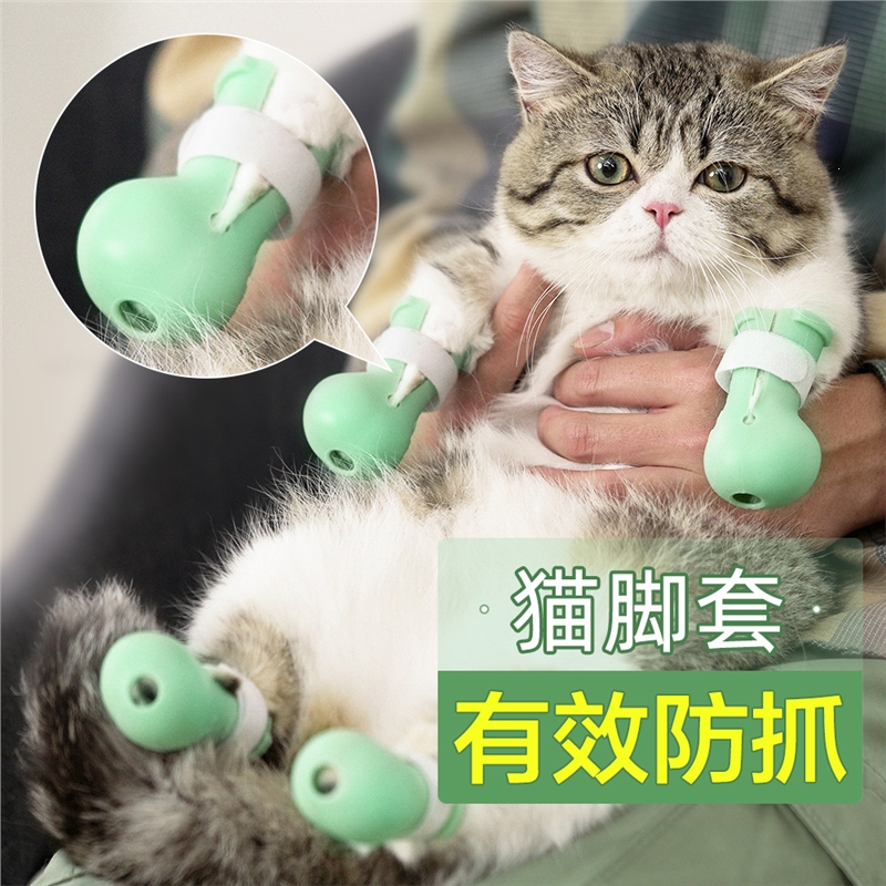 米妮猫咪洗澡猫爪套猫手套爪子抓咬挠鞋子保护套指甲套猫脚套