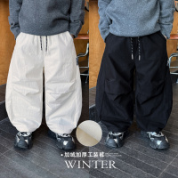 童酷男童冬款帅气夹标打杆宝宝运动裤百搭加绒加厚儿童工装裤