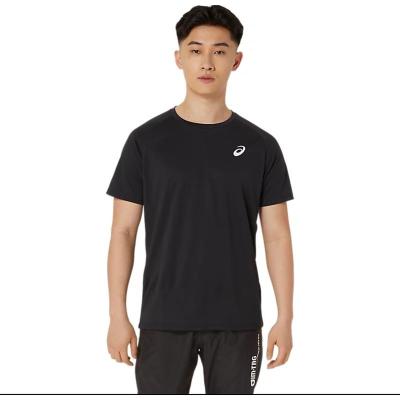 Asics男士速干透气环保回收材质运动短袖T恤黑白色突破自我
