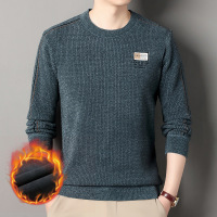 雪貂加绒毛衣男冬季新款圆领套头加厚保暖中年打底男士针织衫