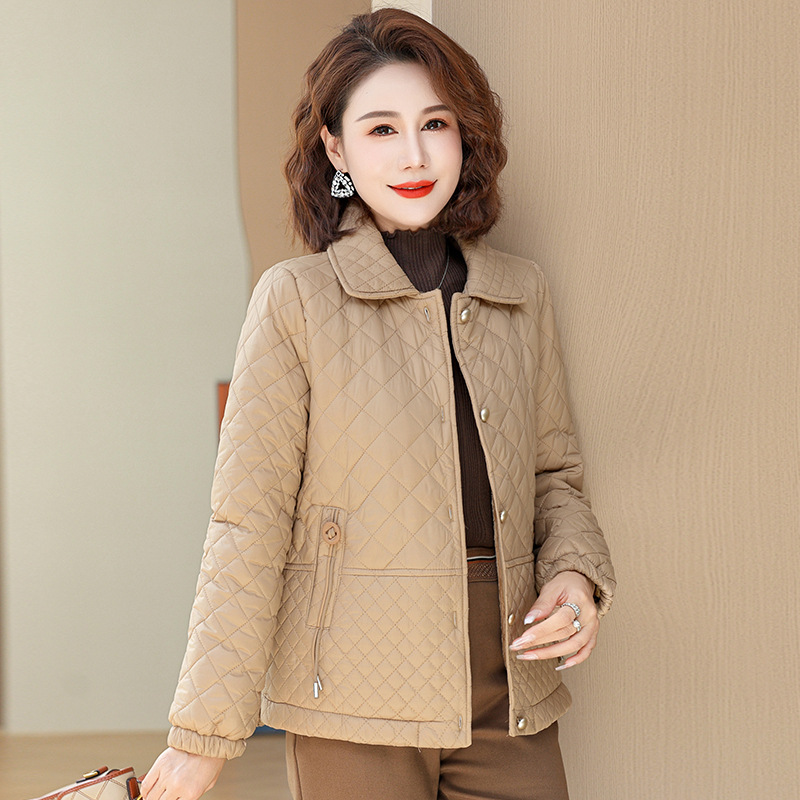 妈妈装棉衣外套50岁绗线款中老年女装冬装四五十岁加绒外套女