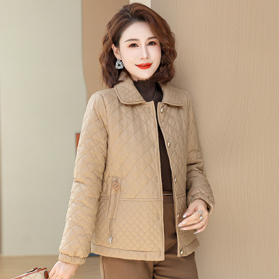 妈妈装棉衣外套50岁绗线款中老年女装冬装四五十岁加绒外套女