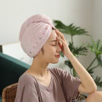 干发帽女可爱加厚吸水速干包头巾擦头发毛巾韩国浴帽干发巾 三维工匠 粉边[笑脸]