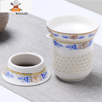 茶漏网茶滤器茶隔陶瓷套装茶具配件茶叶过滤网泡茶器创意茶杯 茶漏+送公道杯-玲珑田园玫瑰 敬平