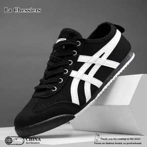 La Chessiers情侣阿甘鞋男2025新款春秋季透气休闲运动跑步鞋复古百搭老爹鞋潮男休闲鞋 白黑 41码