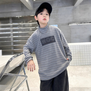 男童德绒半高领打底衫秋冬款新款冬装中大童青少年加厚内搭潮