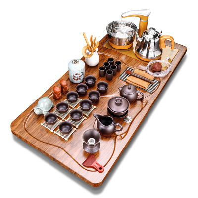 全自动烧水带茶桶-紫砂功夫茶具套装家用客厅泡茶杯四合一茶盘办公室茶台圣龙西施配行云流水