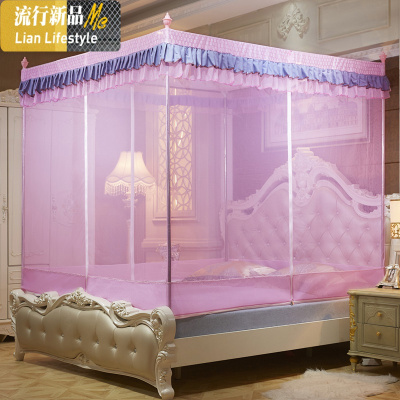 蚊帐方顶三开拉链坐床防摔1.8m双人有底蒙古包单人学生宿舍家用 三维工匠