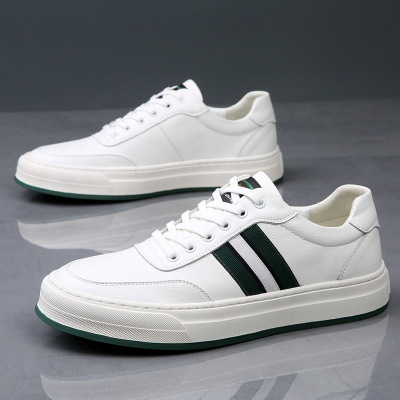 男鞋春季2025新款潮牌男士透气真皮板鞋英伦风厚底休闲鞋男潮