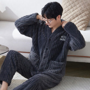 睡衣男士秋冬款冬季珊瑚绒加绒加厚保暖法兰绒家居服男款冬天套装