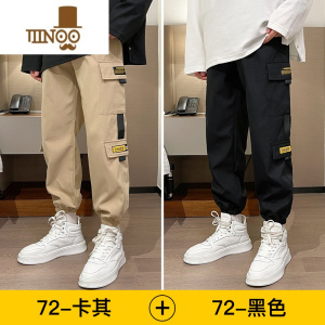 YANXU工装裤子男夏季薄款九分束脚裤男款美式潮牌宽松运动男生休闲长裤