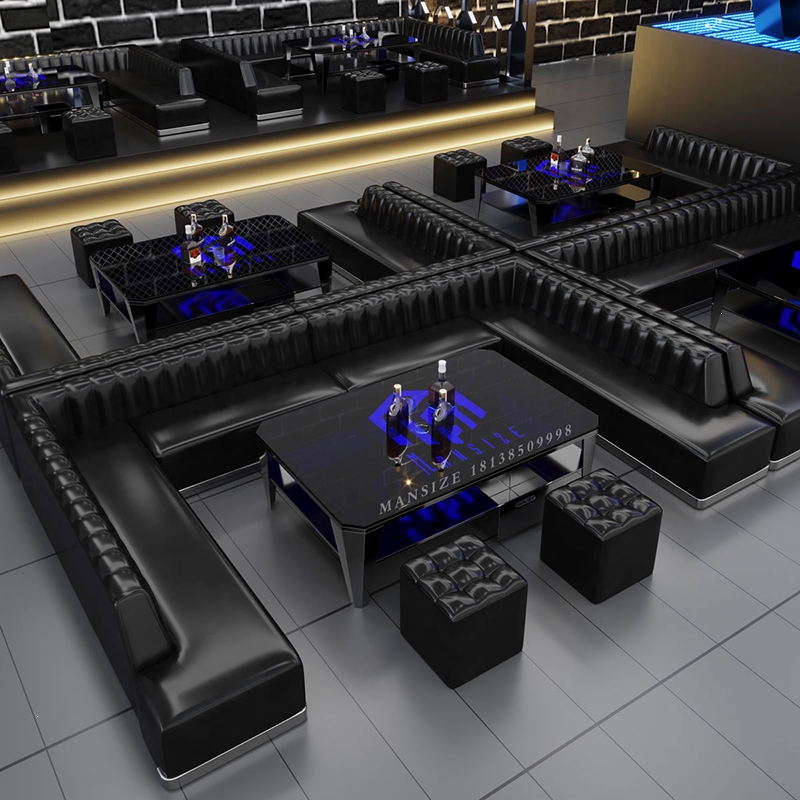 古达定制酒吧卡座发光茶几ktv沙发静吧散台夜场清吧不锈钢吧台桌吧椅
