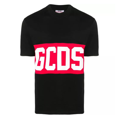 GCDS2020年夏季;夏男女同款黑色棉质撞色logo印花休闲短袖T恤CC94U020079
