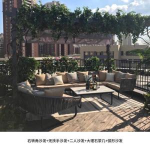 森美人现代户外藤条编沙发组合花园庭院阳台家具休闲书店小藤椅双人沙发