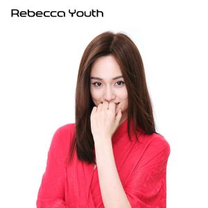 瑞贝卡假发女法式八字刘海中长直锁骨发全真人发半手织网红款头套