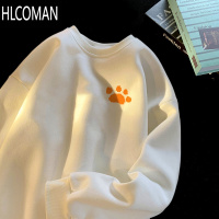 HLCOMAN圆领卫衣男新款加绒学生长袖t恤ins潮牌宽松情侣无帽外套
