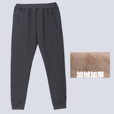 HLCOMAN中老年羔绒运动裤男加厚大码保暖小脚休闲裤爸爸松紧高腰长裤男棉裤
