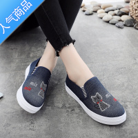 SUNTEK水洗产品比心散步鞋布鞋女鞋牛仔帆布鞋平底休闲鞋懒人一脚蹬单鞋